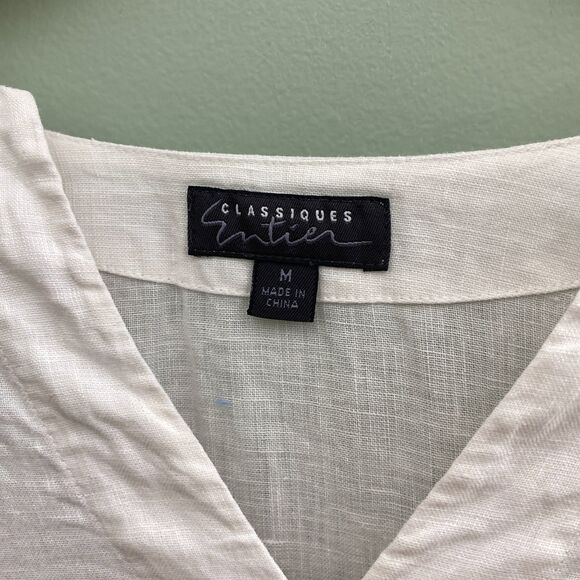 Classiques Entier Linen Top Womens Medium Long Sleeve Pullover V Neck Blouse - Picture 5 of 8